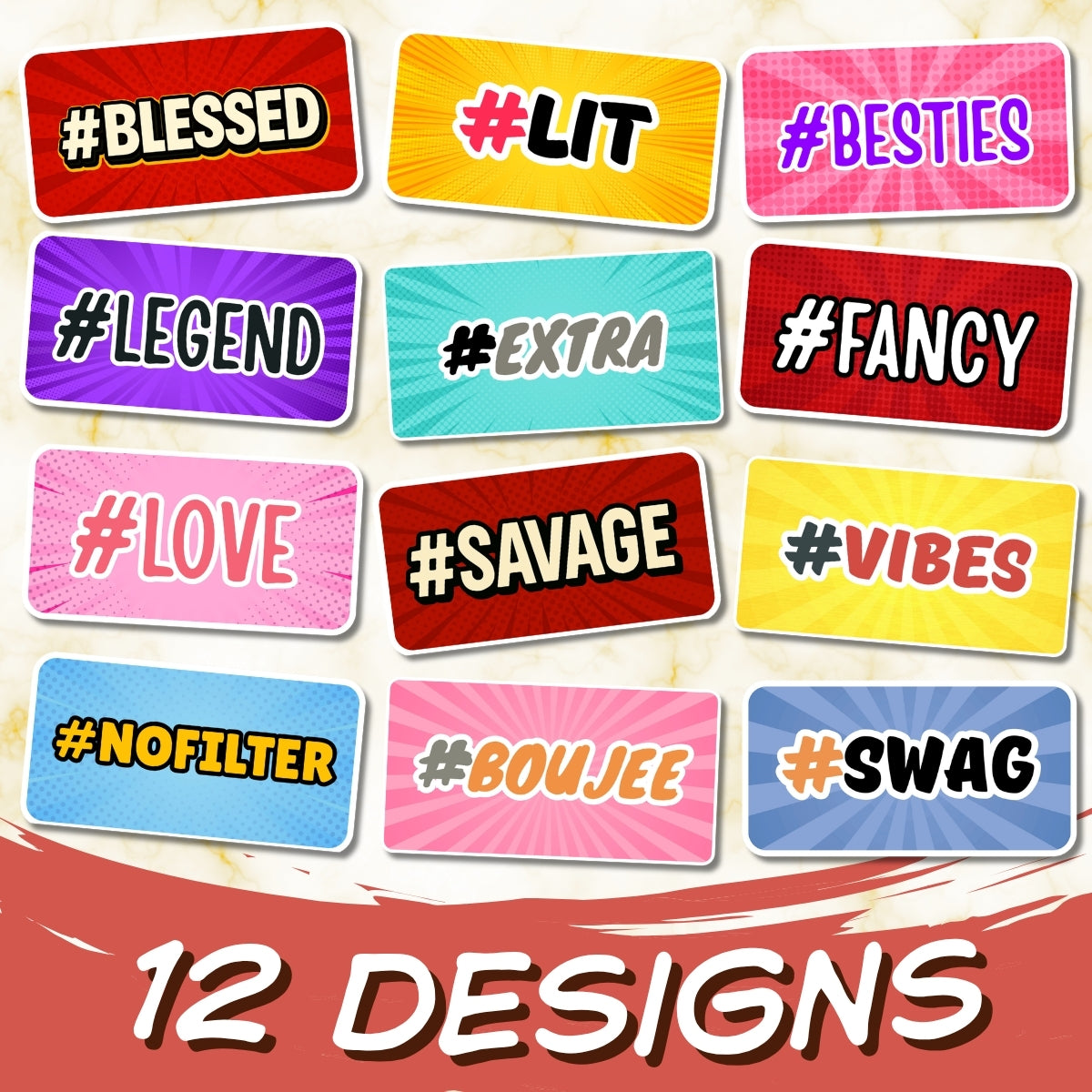 Hashtag Hype – Photo Booth Prop Sign Bundle | 12 Designs