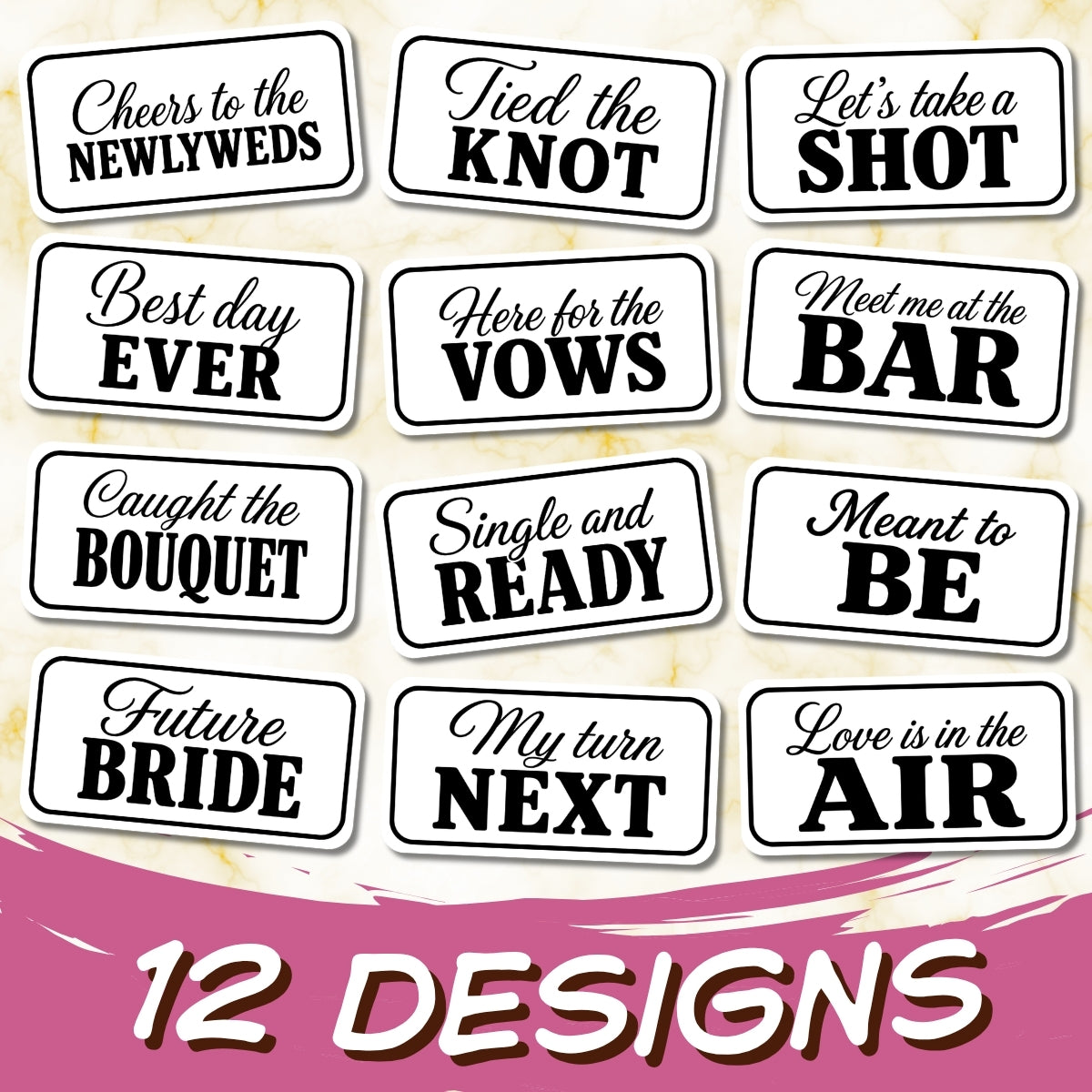 Cheers & Vows – Wedding Photo Booth Prop Sign Bundle | 12 Designs
